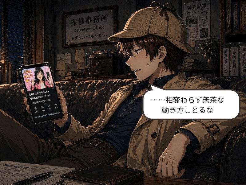 コーキがミサキの動画を見るシーン