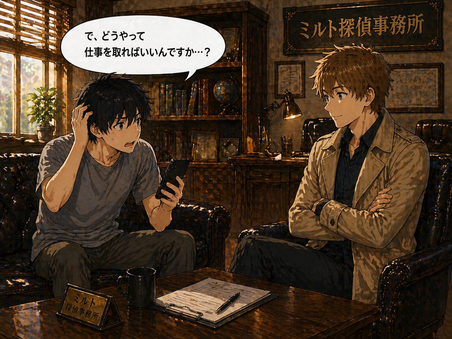 ケンタが仕事の取り方に悩むシーン