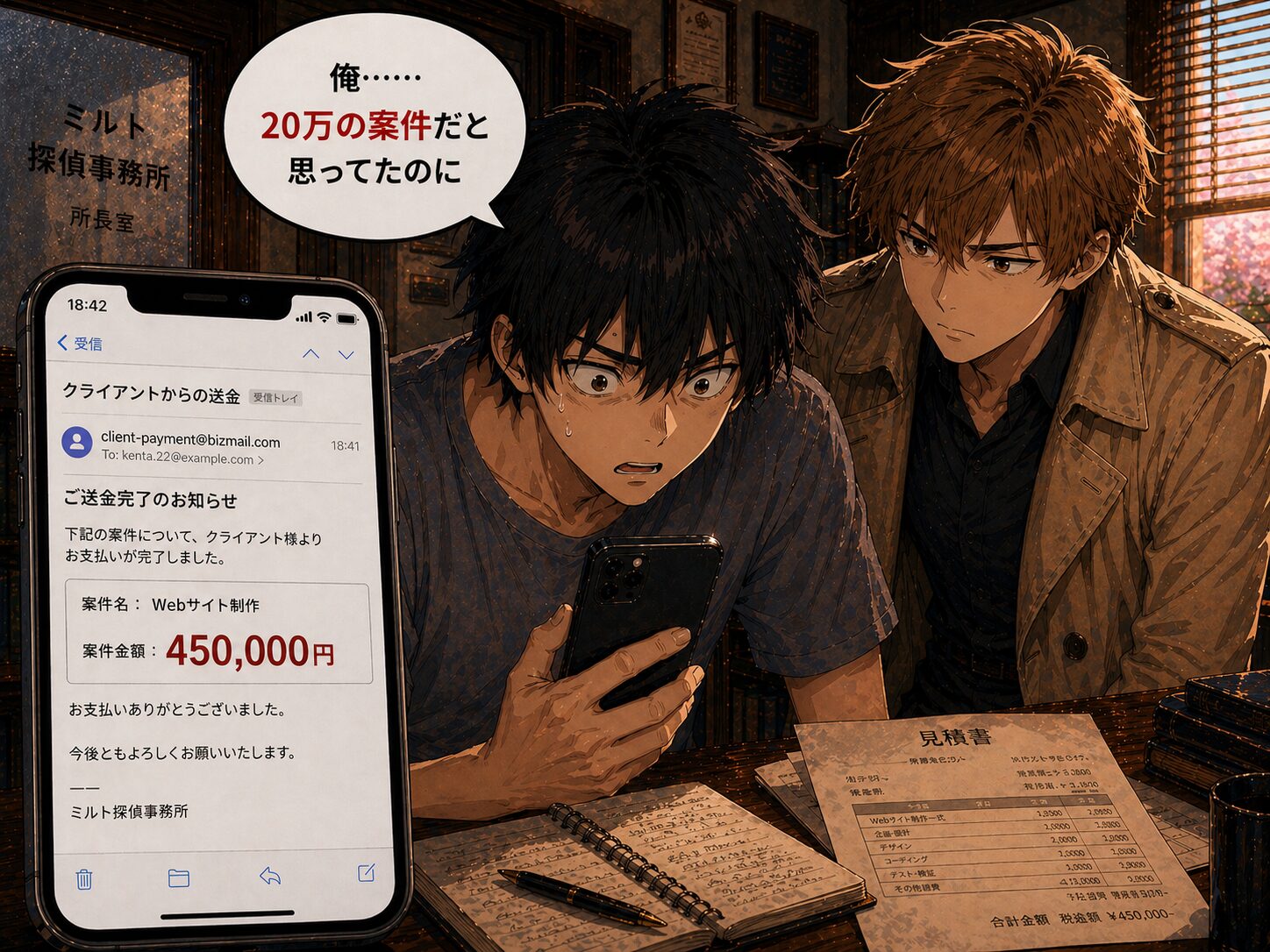 ケンタが搾取に気づいて驚くシーン