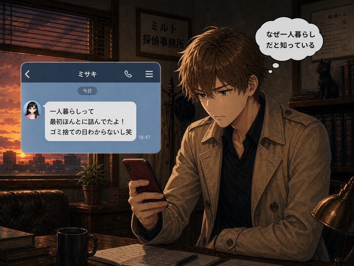 ミサキからLINEが届くシーン