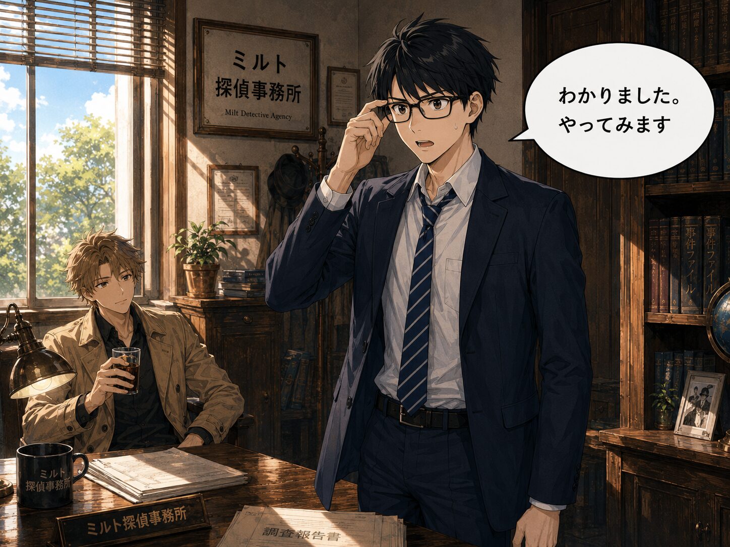 背筋を伸ばして立ち上がるヒロ