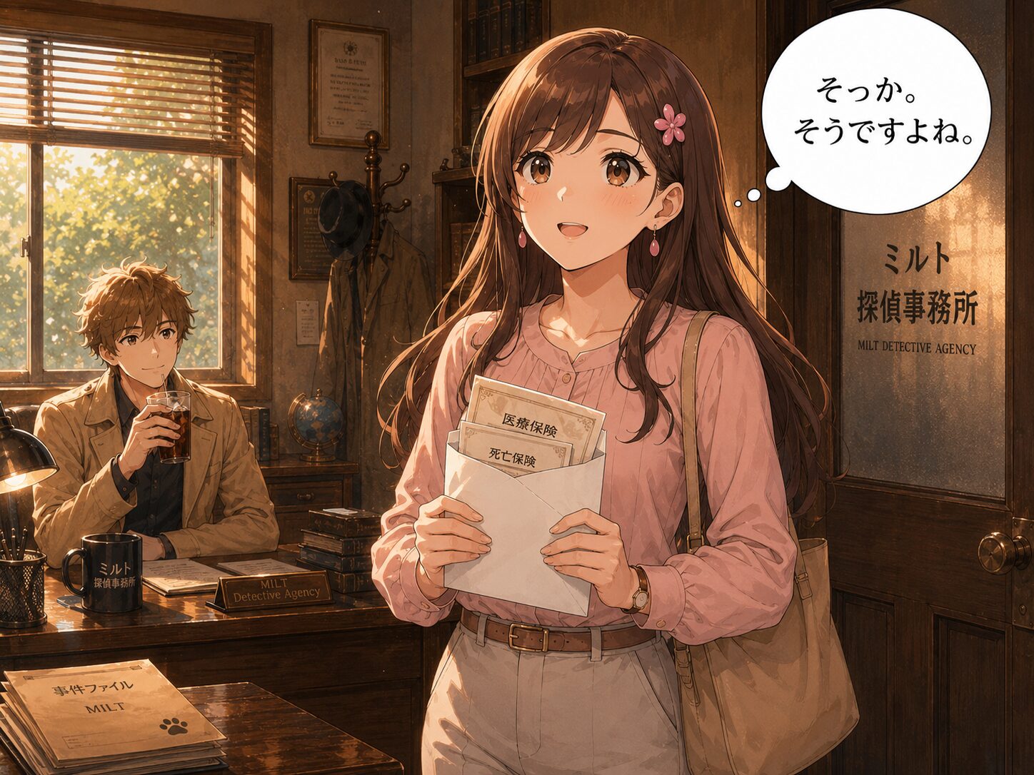 封筒を持ちながら自分の言葉で納得するサクラ