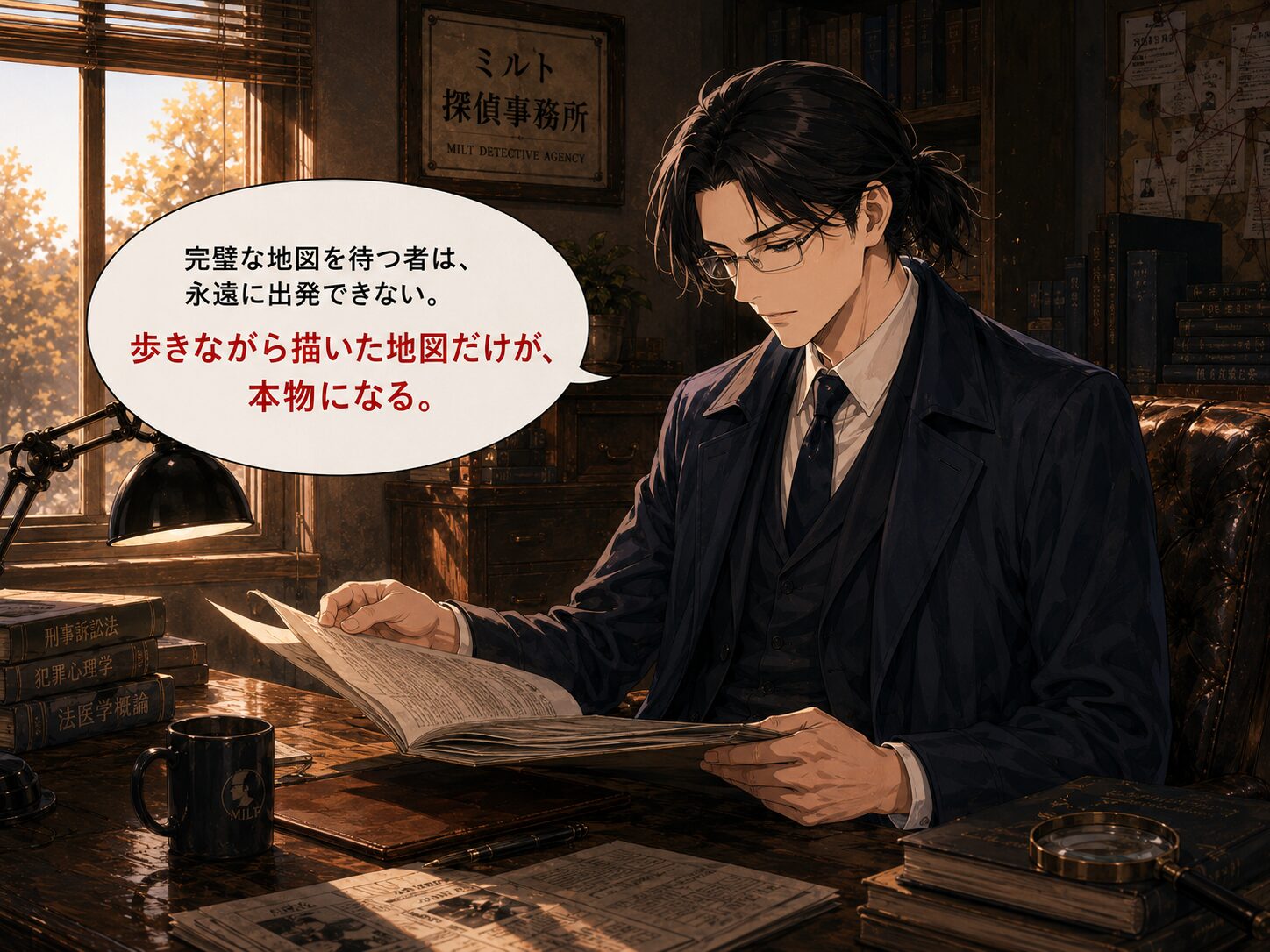 ケイイチロウが完璧な地図についてひとこと告げるシーン