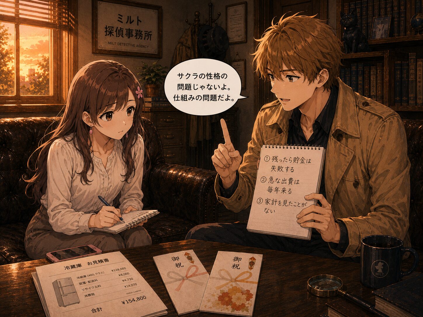 コーキが貯まらない理由を分析するシーン