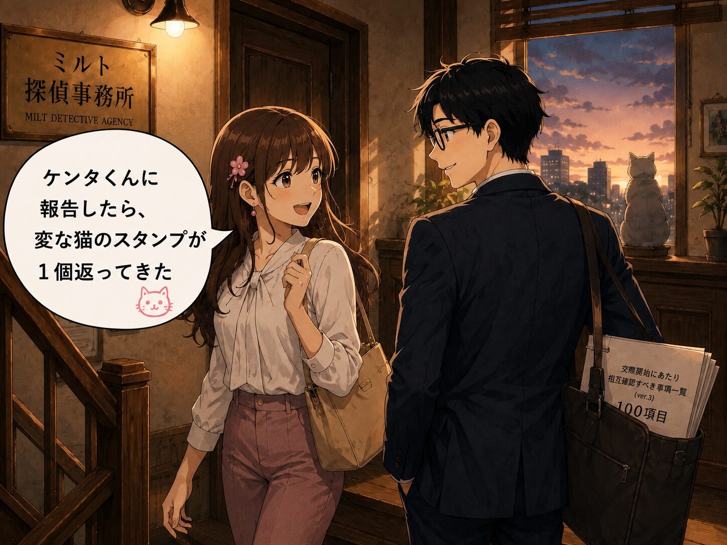 階段を降りていくサクラとヒロ