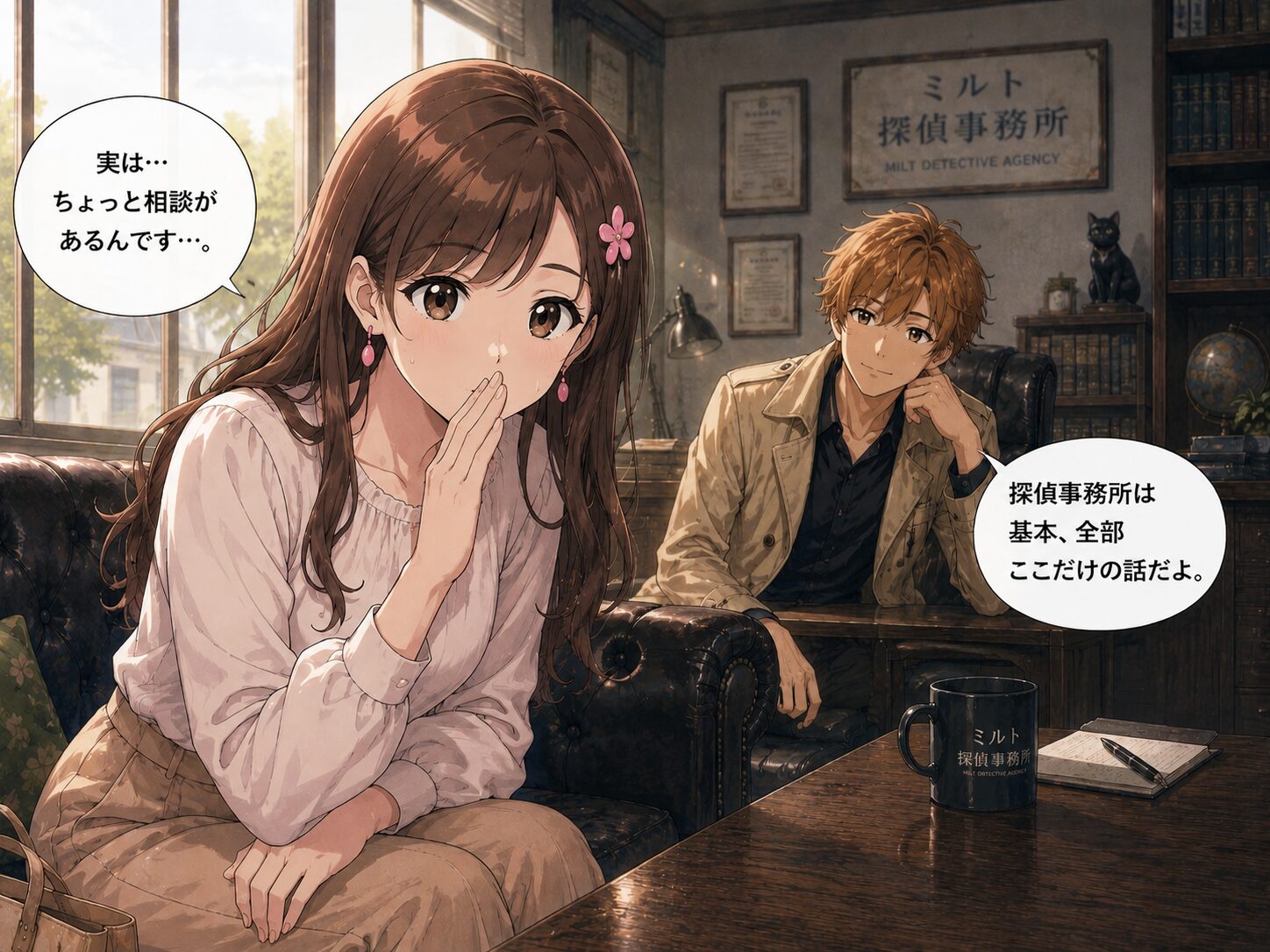 声をひそめて副業の相談をするサクラ