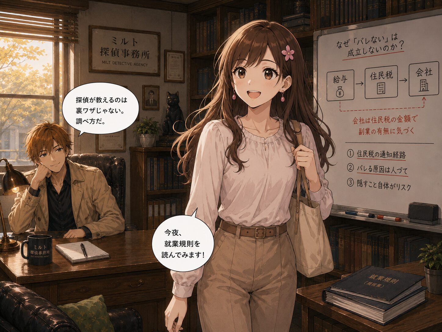 就業規則を確認すると決意するサクラ