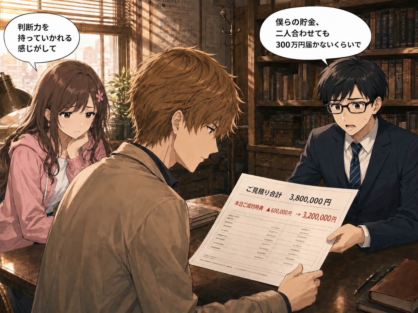 結婚式場の見積もりに青ざめるヒロとサクラ