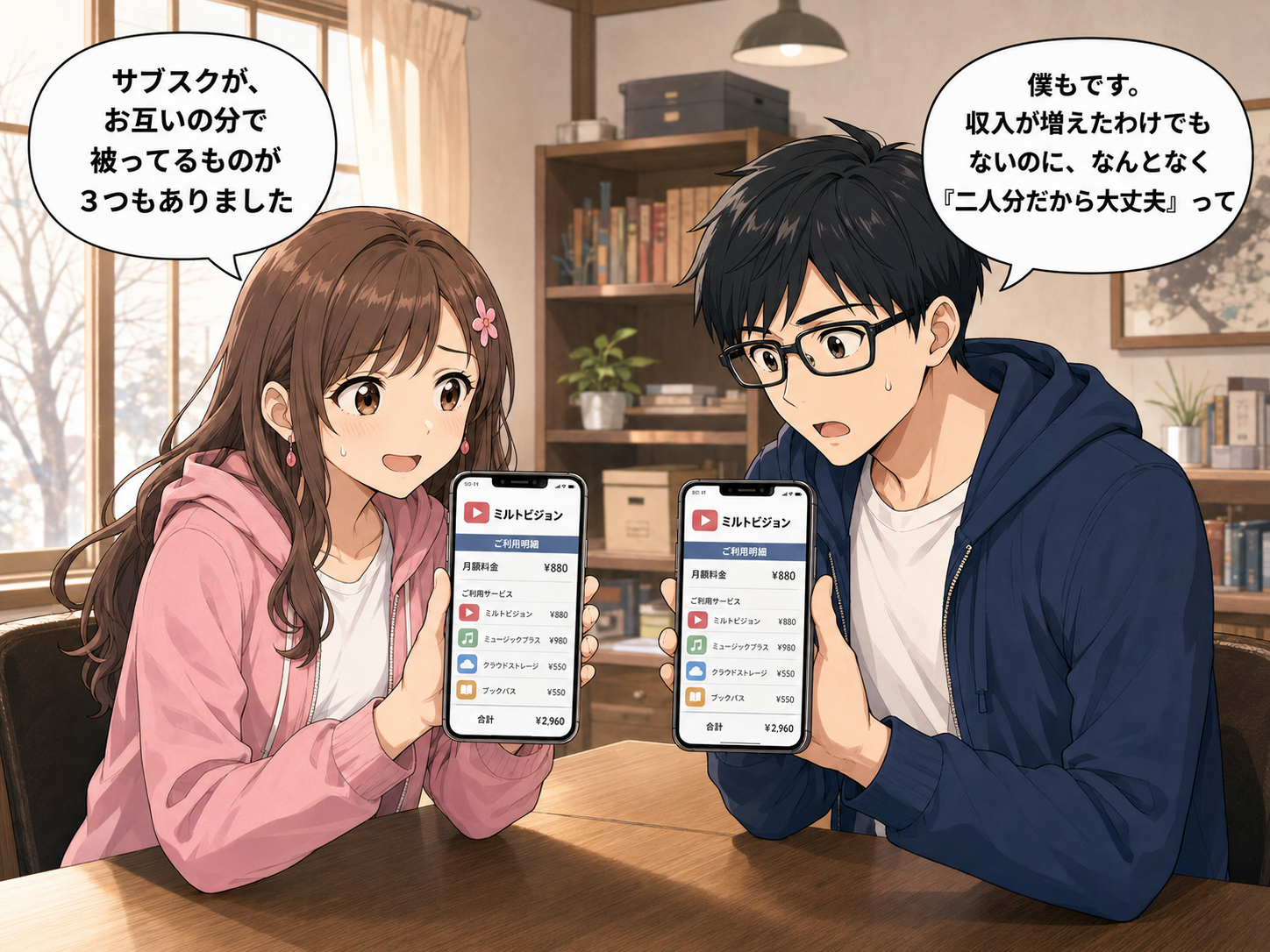 サブスクの重複に気づいたサクラ
