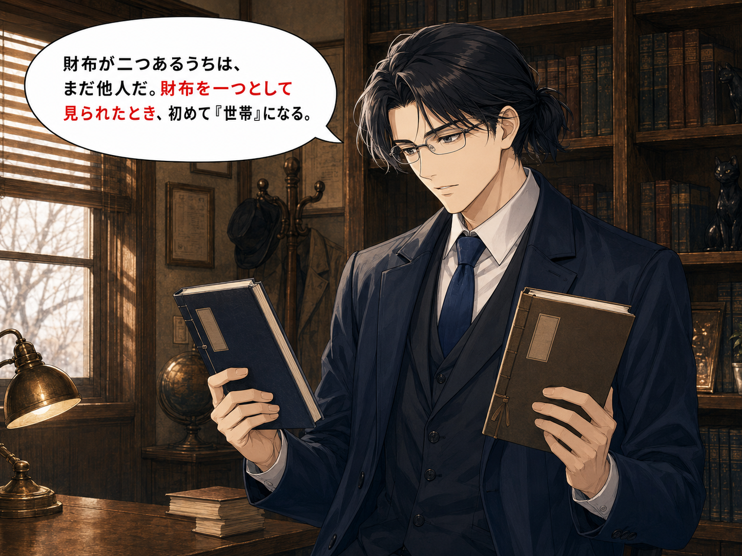 ケイイチロウが財布の話をするシーン