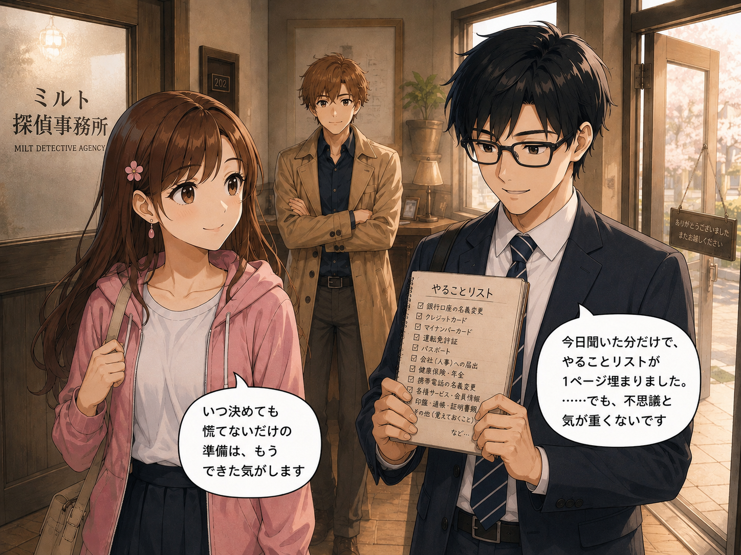 やることリストを見て安心するヒロとサクラ