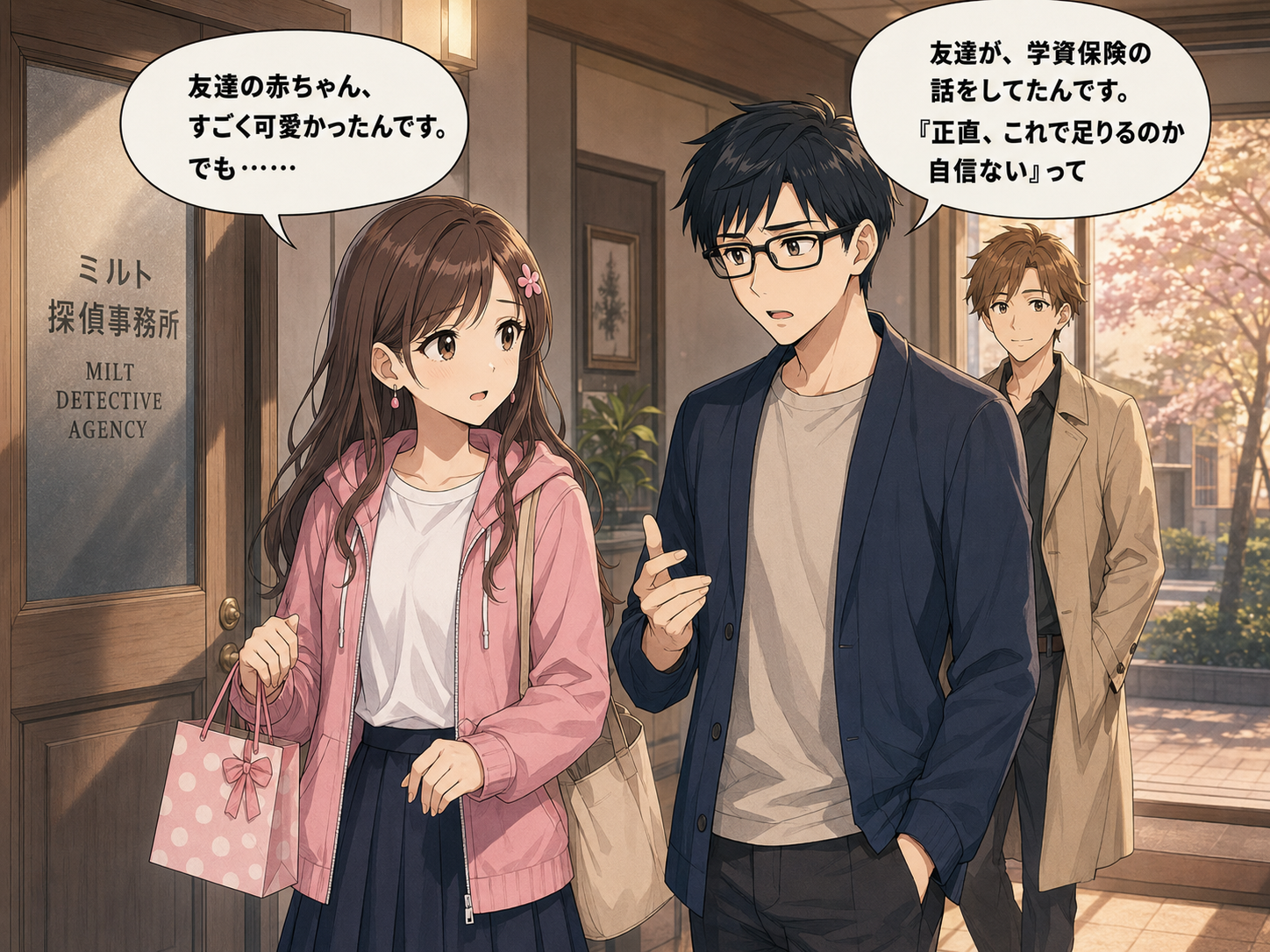 誕生日会の帰りに事務所へ寄ったサクラとヒロ