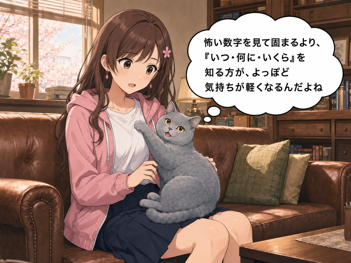 サクラのスマホの上に乗るルリ
