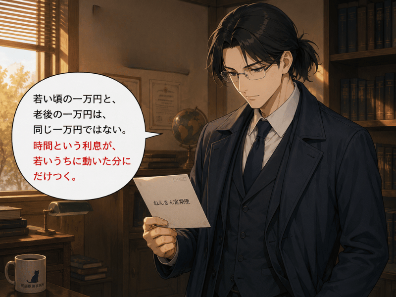 ケイイチロウが時間という利息について語るシーン