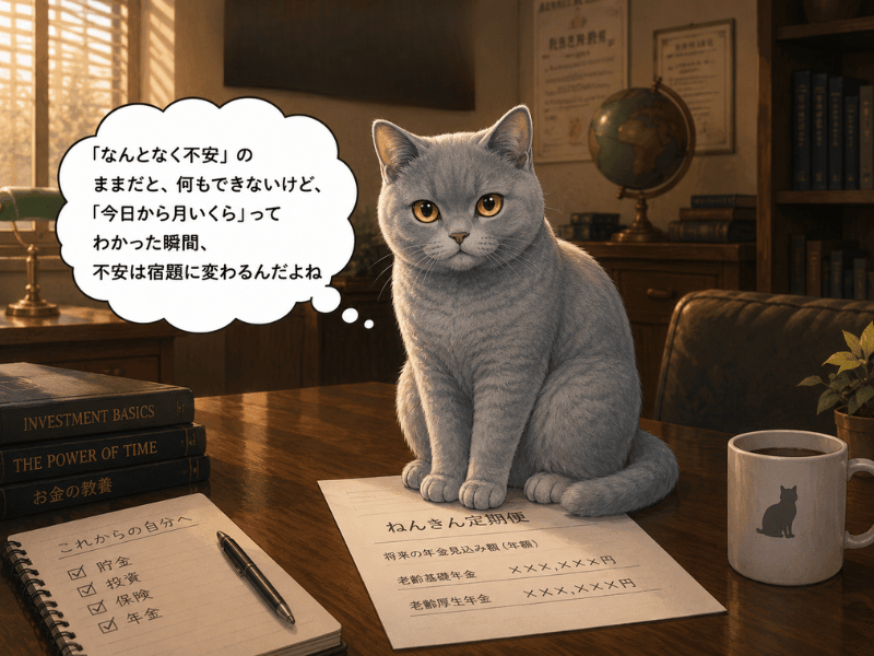 ハガキの上に座り込むルリ