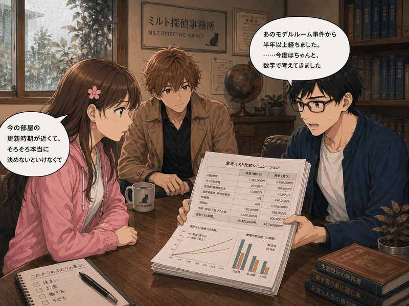 スプレッドシートの資料を持ってきたヒロとサクラ