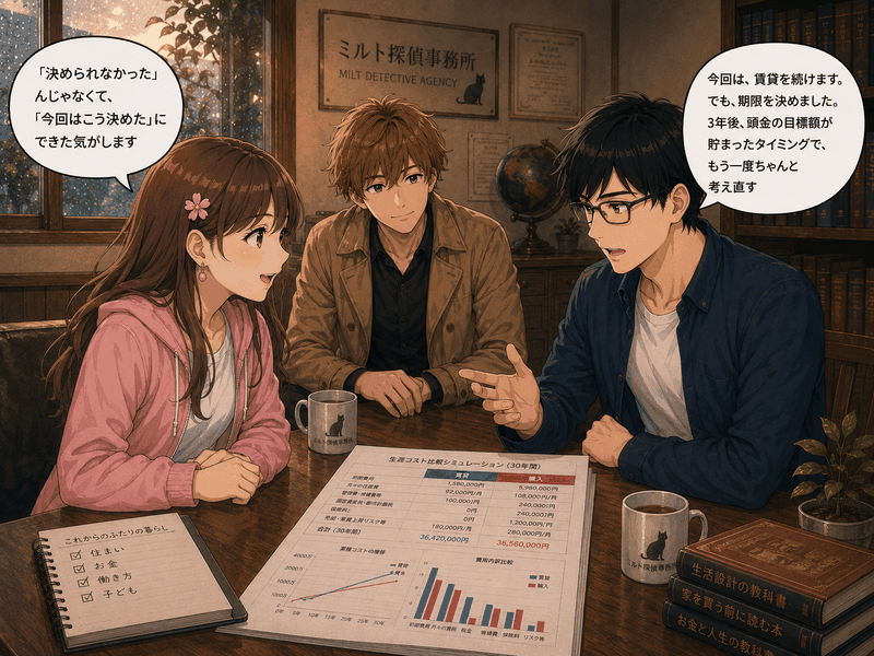 期限つきの答えを出して顔を見合わせる二人