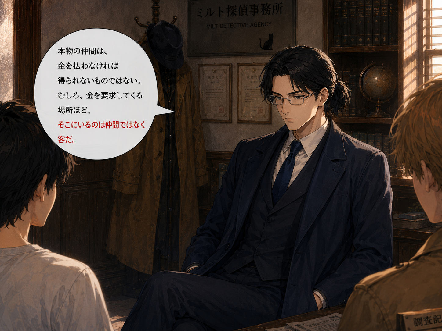 ケイイチロウが本物の仲間について語るシーン