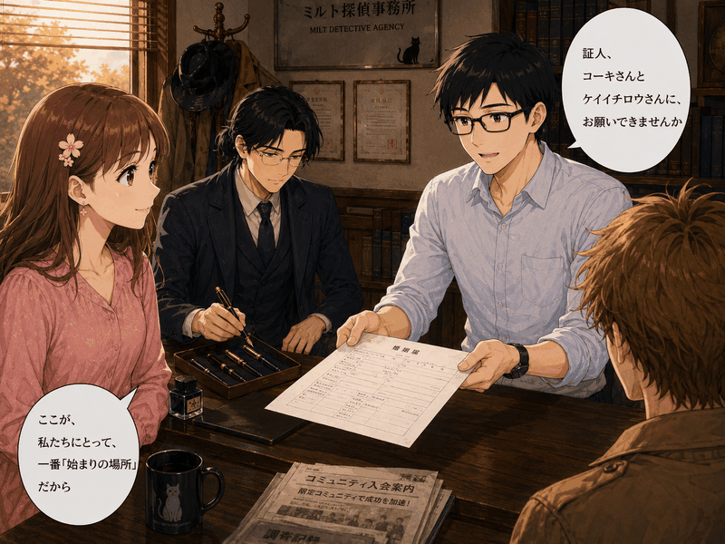証人を依頼するサクラとヒロ